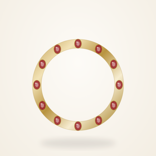 A rigid 22K gold bangle channel-set with matched Burmese rubies